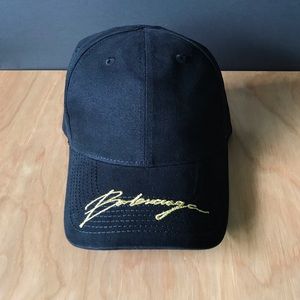 Balenciaga Signature Cap in black and gold cotton
